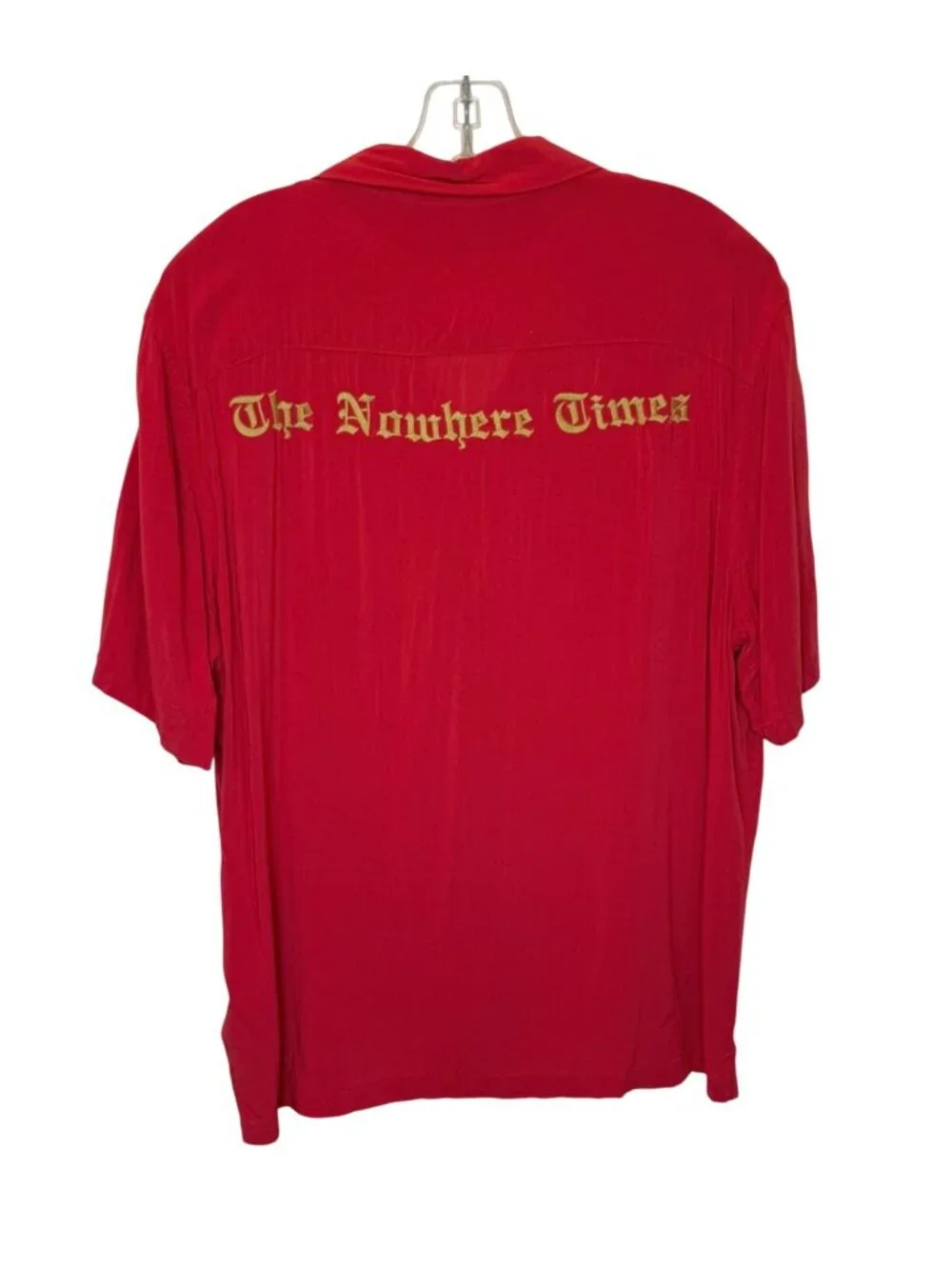 Allsaints The Nowhere Times RELAXED Fit Camp Shirt In Flash Red - Size M